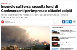 Incendio sul Serra: raccolta fondi di Confesercenti per imprese e cittadini colpiti