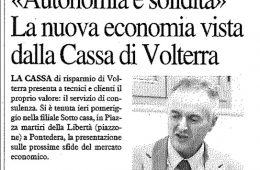 La Nazione: “‘Autonomia e solidità’; La nuova economia vista dalla Cassa di Volterra”