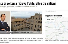 GeosNews.com: “Cassa di Volterra ritrova l’utile: oltre 3 milioni”