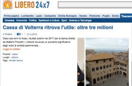 247.Libero.it: “Cassa di Volterra ritrova l’utile: oltre tre milioni”