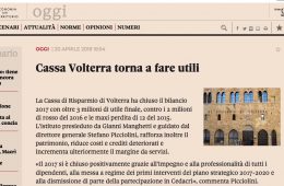 Toscana 24 Il Sole 24 Ore: “Cassa Volterra torna a fare utili”