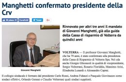 QuiNews Volterra: “Manghetti confermato presidente della Crv”